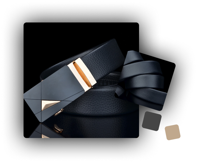 house of brands Geometric Design Leather Belts